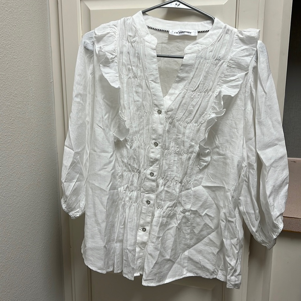 Danish white ruffled blouse size M